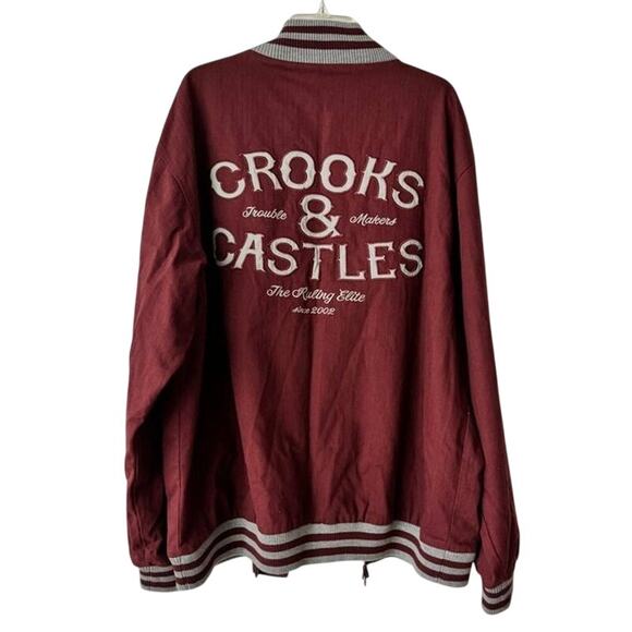 Crooks & Castles jacket 3XL, maroon/gray, “The Ruling Elite / Trouble Makers” - Picture 7 of 11